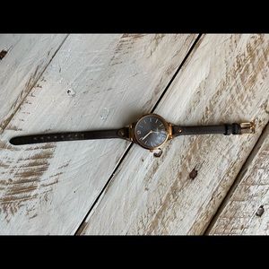 COPY - Rose and grey leather fossil watch